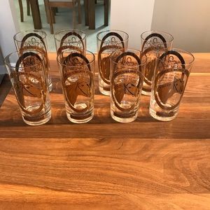 Set of 8 vintage race horse glasses